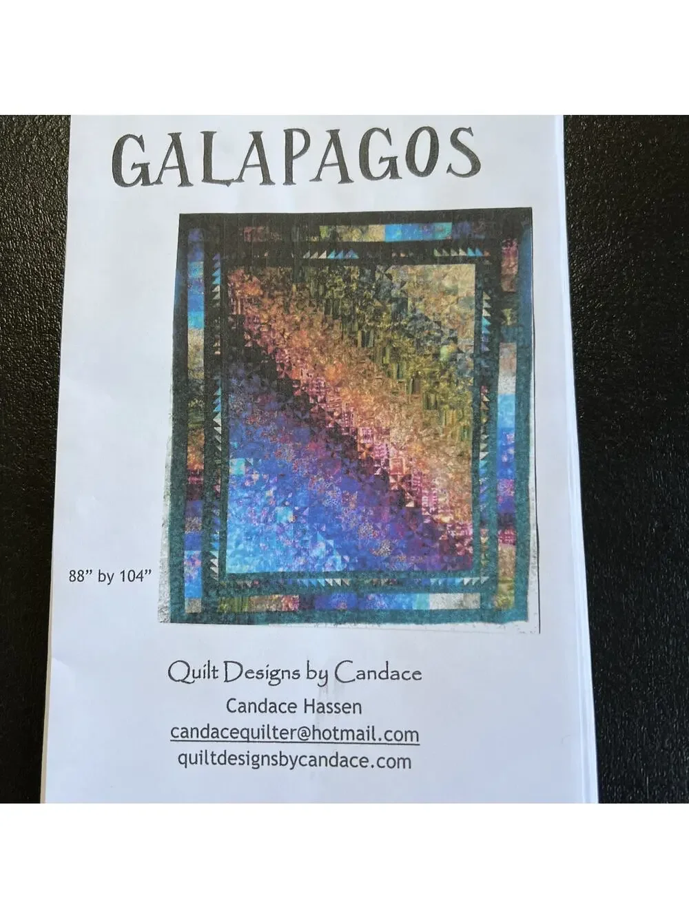Quilt Designs By Candace Large Quilt Pattern Only Galapagos
